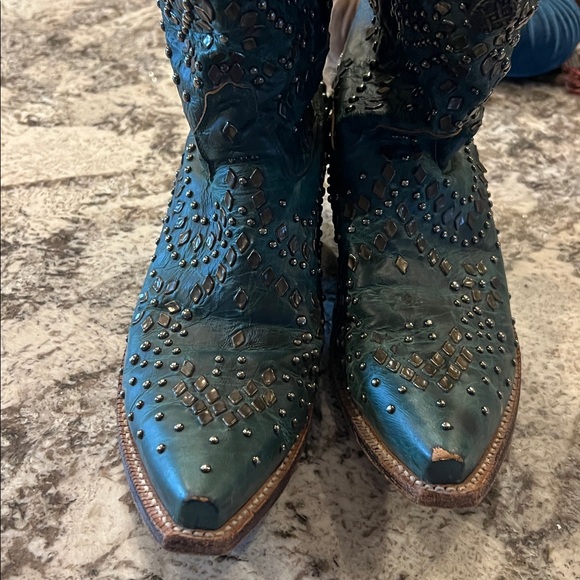 Johnny Ringo Teal Studded Heeled Boots - Picture 8 of 12